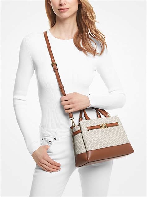 michael kors reed belted satchel|Michael Kors opened satchel purse.